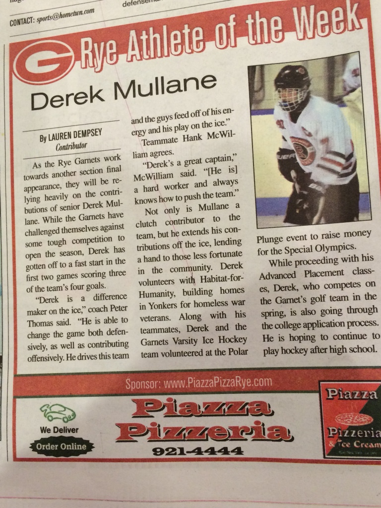 Derek Mullane Athlete of the week rye city review